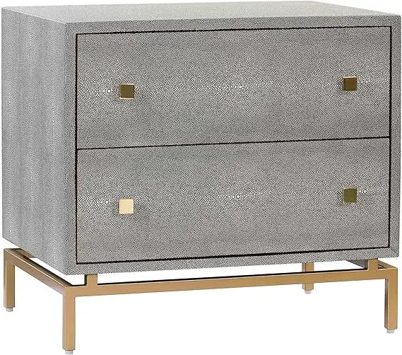 TOV Furniture Pesce Shagreen Modern Textured 2 Drawer Bedroom Nightstand, 25" Grey
