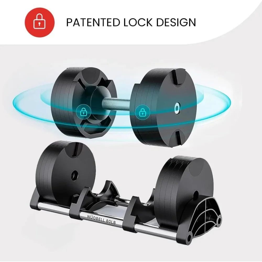 Adjustable Dumbbells Pair 5-80 lbs for Home Gym Use