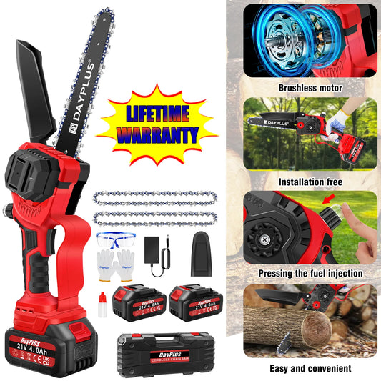 Brushless Mini Cordless Chainsaw 8 Inch