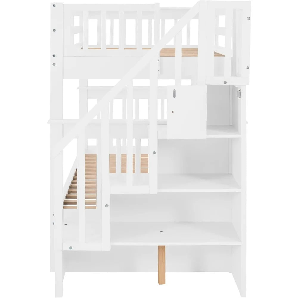 Harper & Bright Designs Twin Over Twin Bunk Bed with Stairs