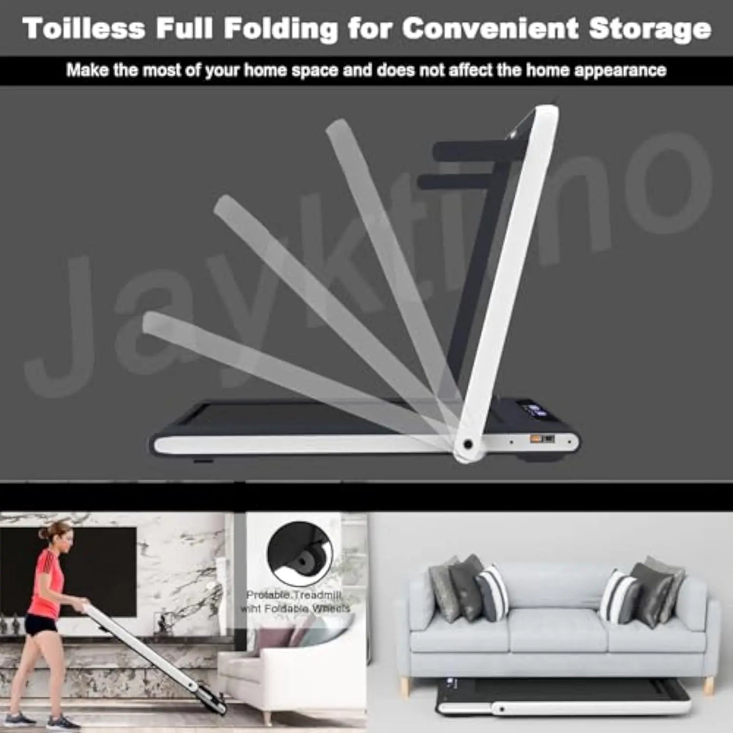 Foldable Under Desk Treadmill with Remote Control for Home