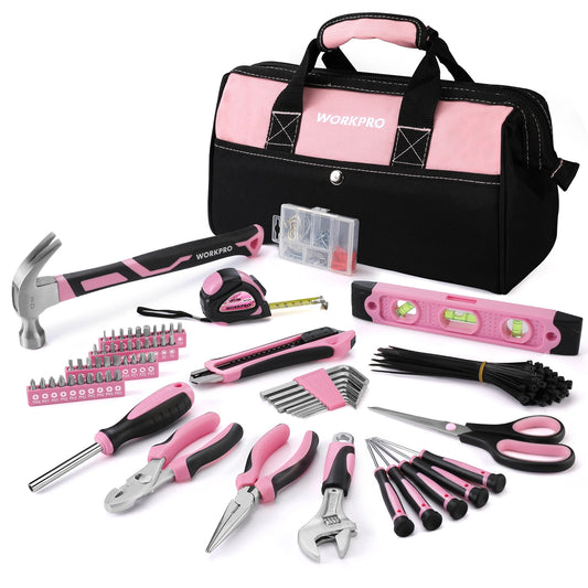 WORKPRO Pink Tool Kit, 263-Piece Home Repairing Tool Set