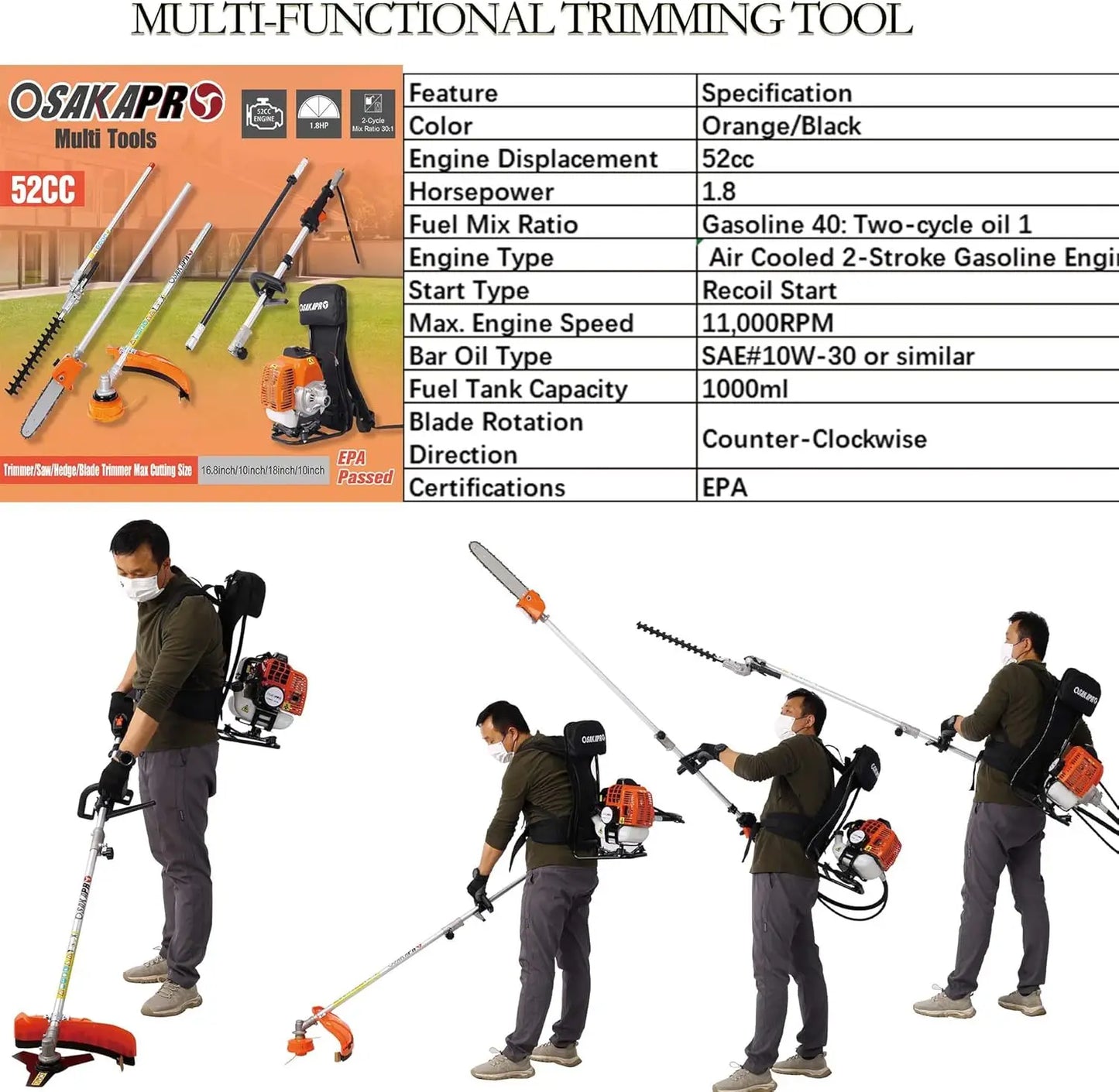 Backpack 4 in 1 Multi-Functional Trimming Tool