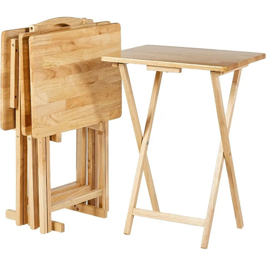 Classic Portable TV Dinner Rectangular Folding Tray Tables, withj rack