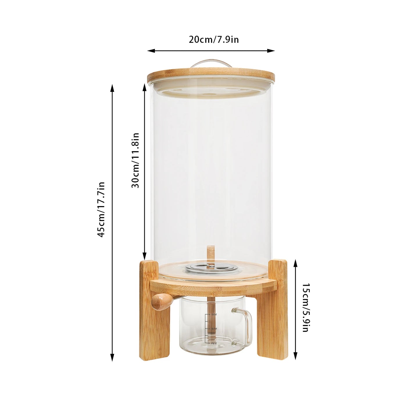 7.5L Rice Dispenser Airtight Storage Container Dry Food Storage W/ Cup Kitchen Grain Storage Bucket