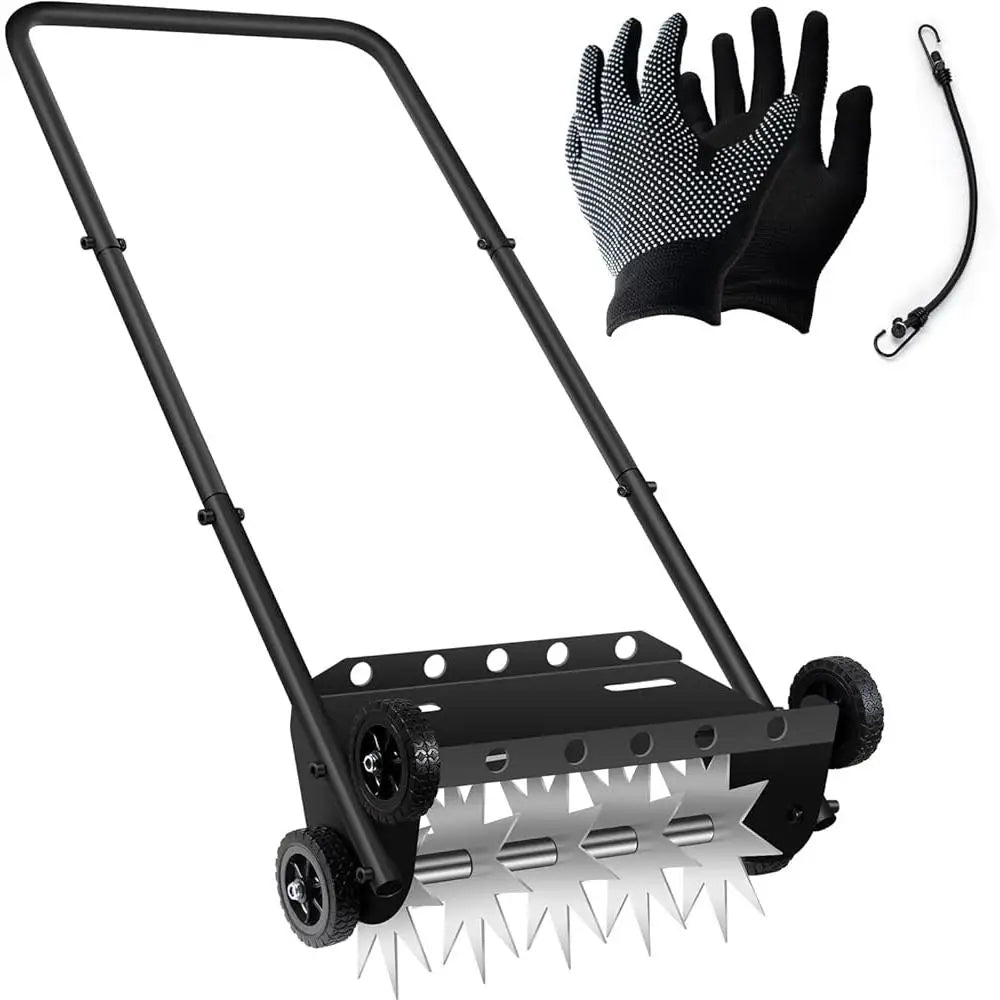 Push Spike Aerator Lawn Tool Heavy Duty 18 Inch Aeration Equipment