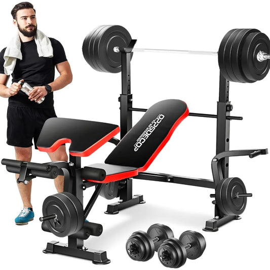 6 in 1 660lbs Weight Bench Set with Adjustable Incline