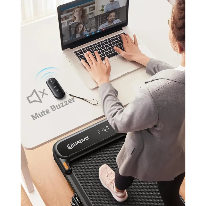 Urevo Walking Pad Under Desk Treadmill for Home Office 2 in 1 Folding Treadmill with Remote Control App and LED Display
